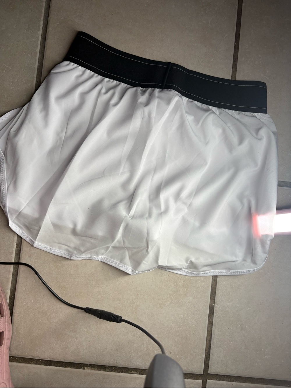 ALO Yoga White Skater Skirt with Black Waistband - Picture 3 of 4
